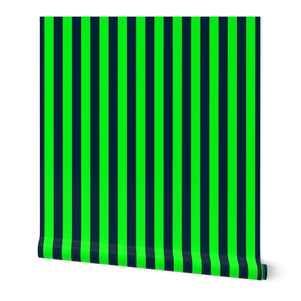 Navy and Neon Lime Green Vertical Stripes