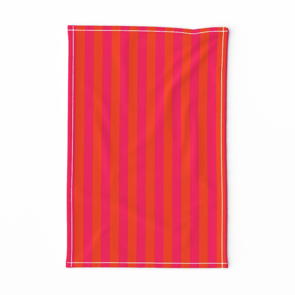 Neon Orange and Pink Vertical Stripes