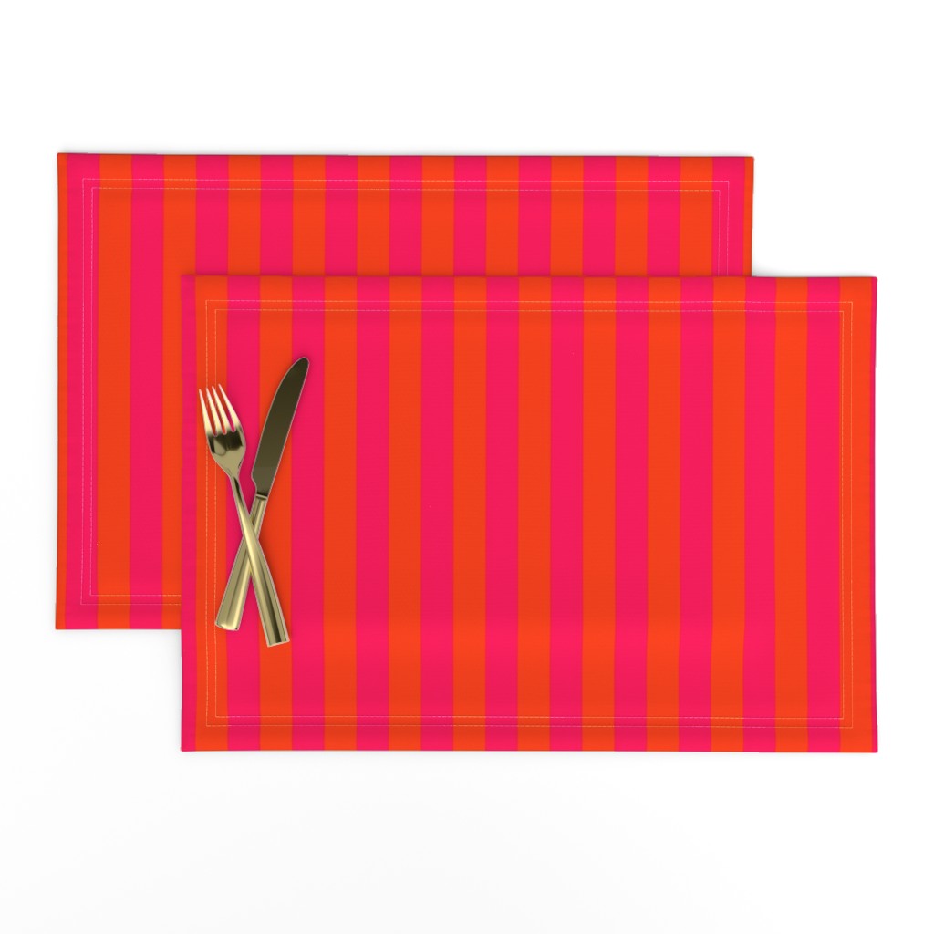 Neon Orange and Pink Vertical Stripes