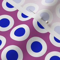 Blue + white buttonsnaps or polka dots on mauve by Su_G_©SuSchaefer