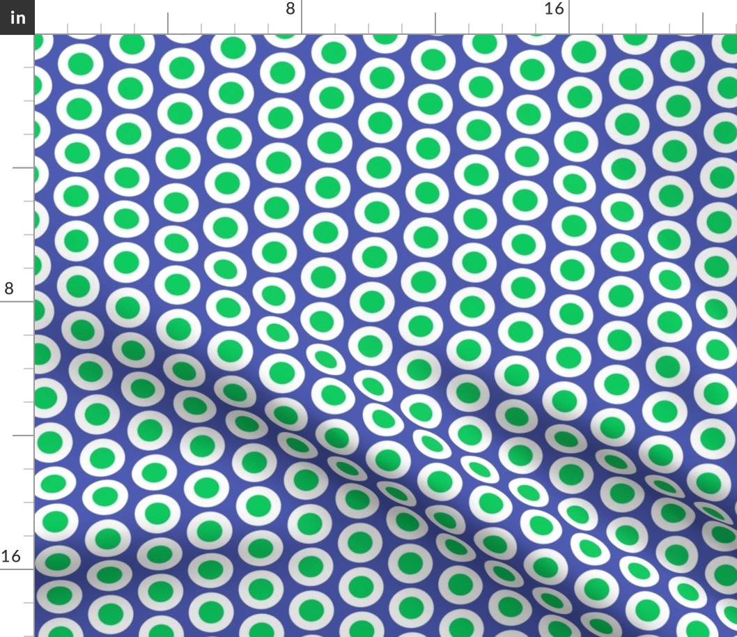 Bright green + white buttonsnaps or polka dots on blue by Su_G_©SuSchaefer