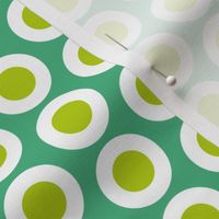 Yellow-green + white buttonsnap polka dots on emerald by Su_G_©SuSchaefer