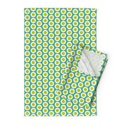 Yellow-green + white buttonsnap polka dots on emerald by Su_G_©SuSchaefer