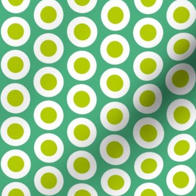 Yellow-green + white buttonsnap polka dots on emerald by Su_G_©SuSchaefer