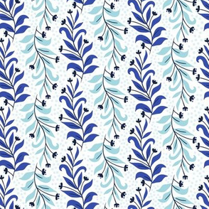 blue and white sprig