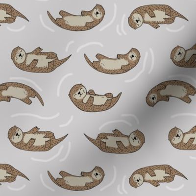 otter fabric // cute otters design animals fabric nursery baby andrea lauren - grey