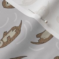 otter fabric // cute otters design animals fabric nursery baby andrea lauren - grey