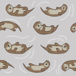 otter fabric // cute otters design animals fabric nursery baby andrea lauren - grey