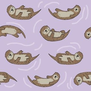 otter fabric // cute otters design animals fabric nursery baby andrea lauren - light purple