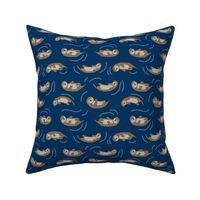 otters_navyotter fabric // cute otters design animals fabric nursery baby andrea lauren - navy