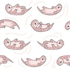 otter fabric // cute otters design animals fabric nursery baby andrea lauren - pink and white