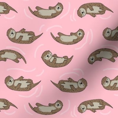 otter fabric // cute otters design animals fabric nursery baby andrea lauren - pink