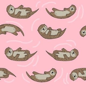 otter fabric // cute otters design animals fabric nursery baby andrea lauren - pink