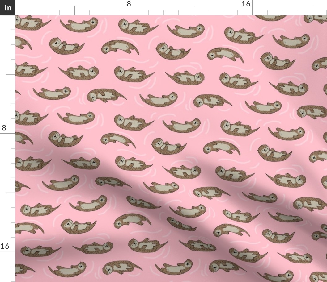 otter fabric // cute otters design animals fabric nursery baby andrea lauren - pink