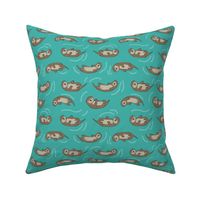 otter fabric // cute otters design animals fabric nursery baby andrea lauren - turquoise