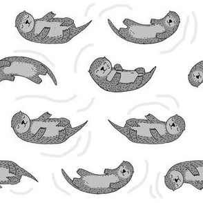 otter fabric // cute otters design animals fabric nursery baby andrea lauren - white and grey