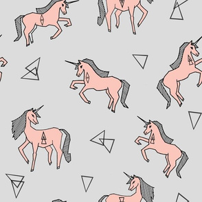 unicorn fabric // cute pink and grey unicorns baby nursery design by andrea lauren