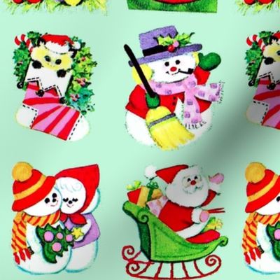 Merry Christmas trees candles baubles angels cats kittens stockings socks mistletoe snowman Santa Claus sleigh gifts presents love candy canes husband wife couple vintage retro kitsch