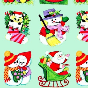 Merry Christmas trees candles baubles angels cats kittens stockings socks mistletoe snowman Santa Claus sleigh gifts presents love candy canes husband wife couple vintage retro kitsch