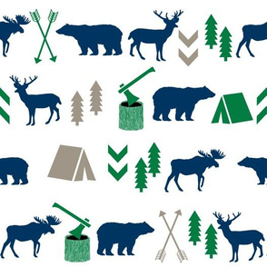  camping outdoors fabric hunting hunter baby boy nursery navy green and brown