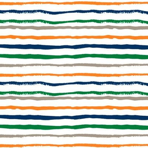 stripes fabric hand painted hand drawn fabric navy green and orange