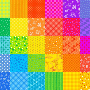 Rainbow Squares Quilt Smaller Scale