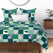 cheater quilt bear baby boy navy and green baby fabric nursery woodland hunting camping bears