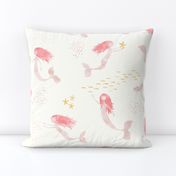 whimsical watercolor mermaids (warm) - peach