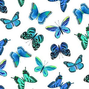 Cool Butterflies in Greens and Blues