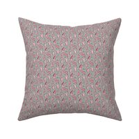 Dinosaurs Pink on Grey Tiny Small Rotated