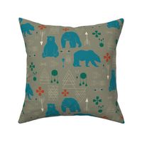 Tribal bear blue and grey