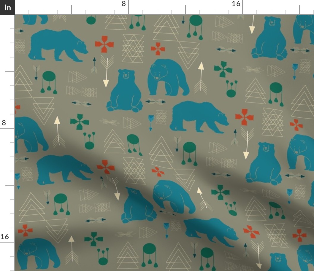 Tribal bear blue and grey