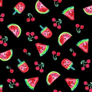 Watermelons and Cherries - Black