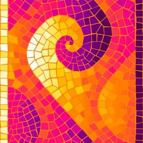 wave mosaic border - bright Indian sunrise