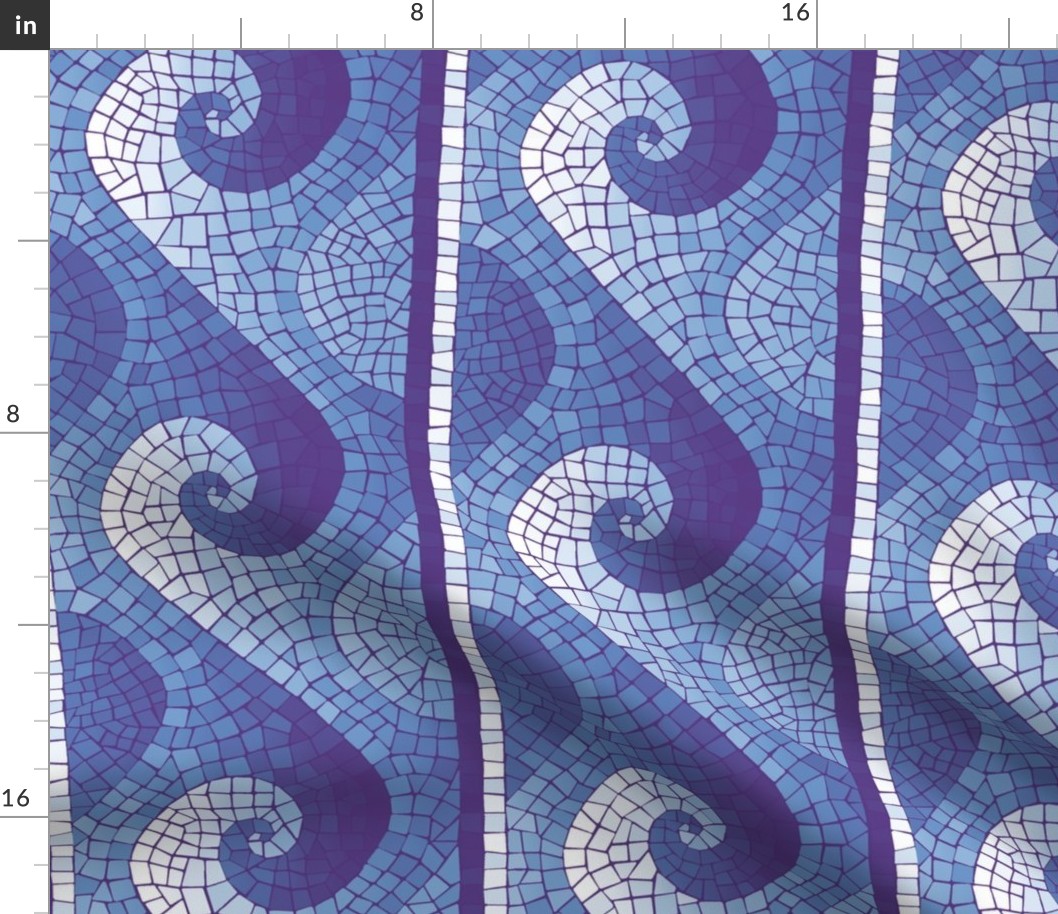 healing waves mosaic border - purple, blue, white