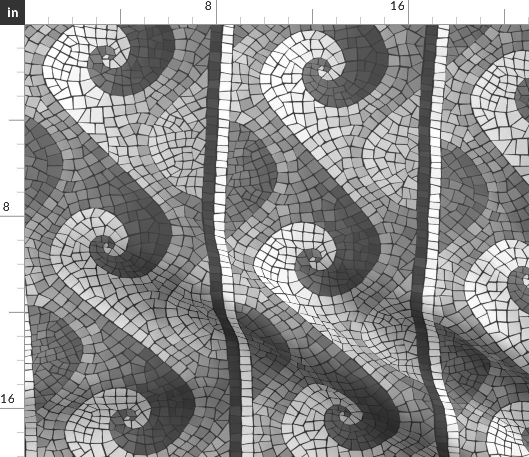 wave mosaic border - greyscale