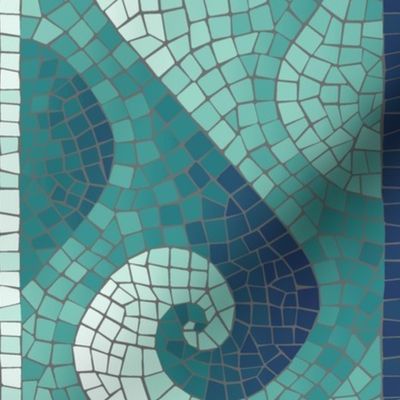 wave mosaic border - navy, teal, white
