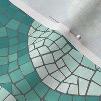 wave mosaic border - navy, teal, white