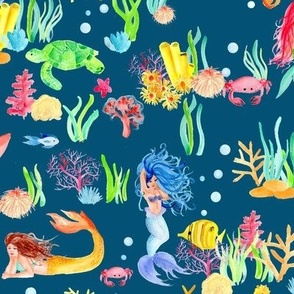 Watercolor Mermaids and Creatures