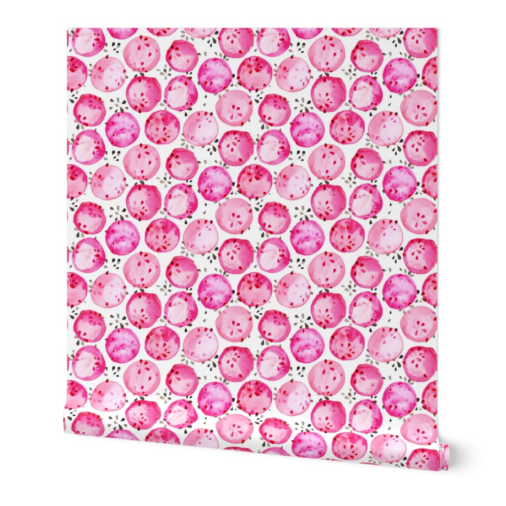 Watercolor watermelon spots pink black fruit summer picnic_Miss Chiff Designs