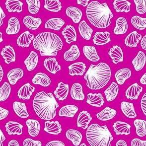 Seashells (white on pink)