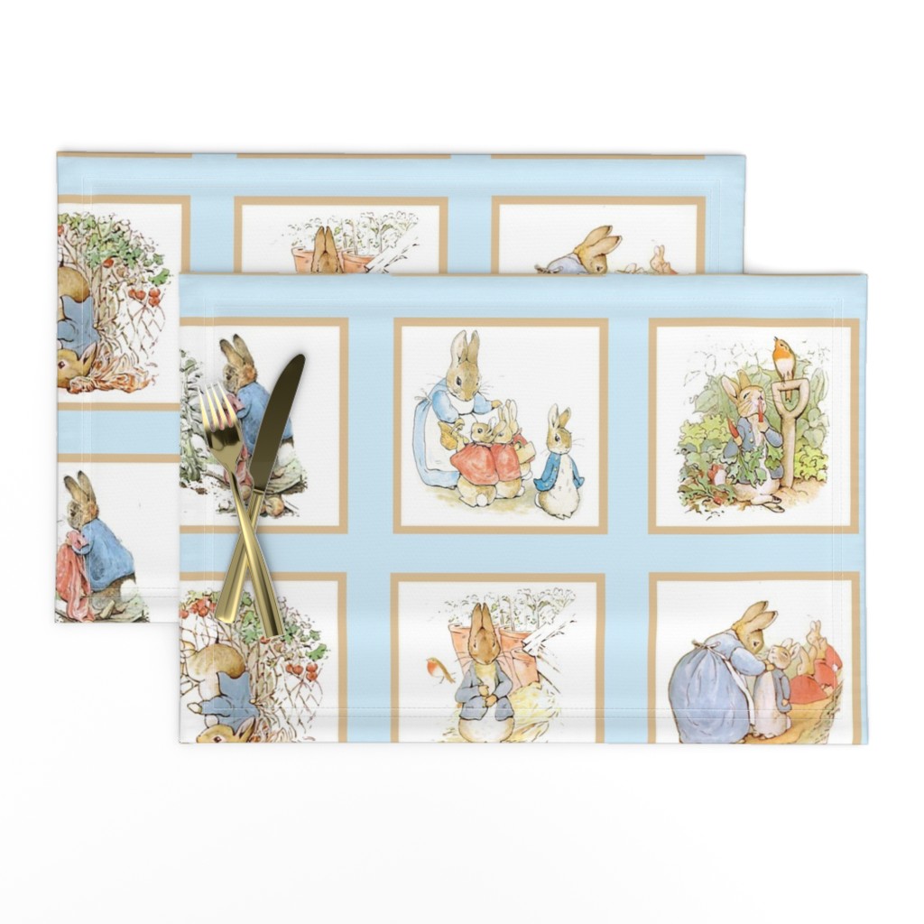 Peter Rabbit Quilt Block Panel No. 1  - Light Blue
