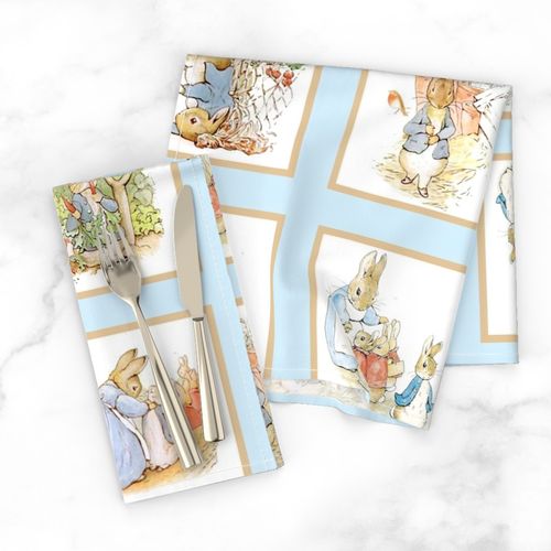 Peter Rabbit Quilt Block Panel No. 1  - Light Blue