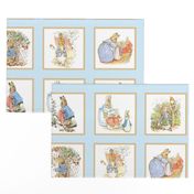 Peter Rabbit Quilt Block Panel No. 1  - Light Blue