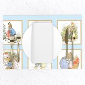 Peter Rabbit Quilt Block Panel No. 1  - Light Blue