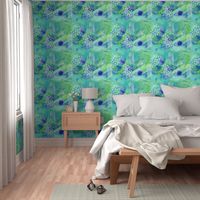Watercolour Abstract Pattern in Green and Blue