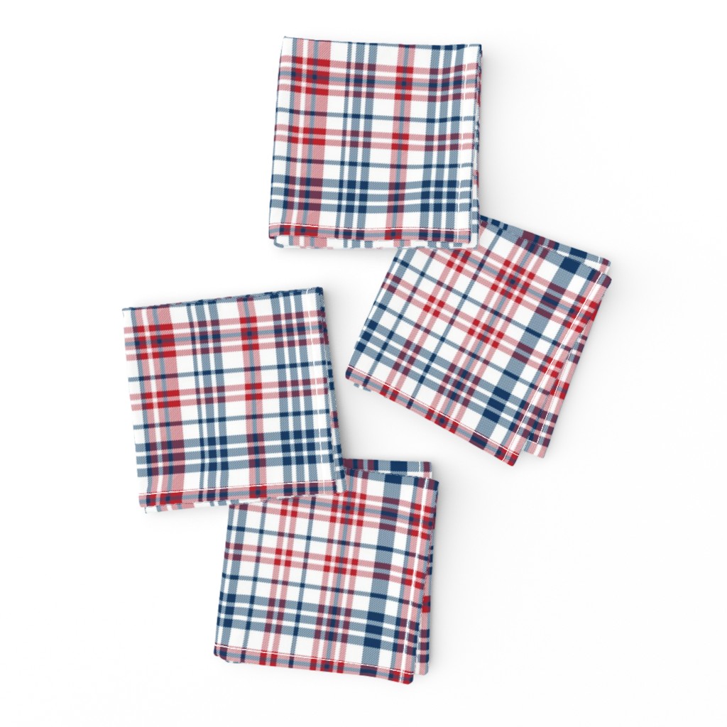 plaid navy and red america usa gingham plaid fabric