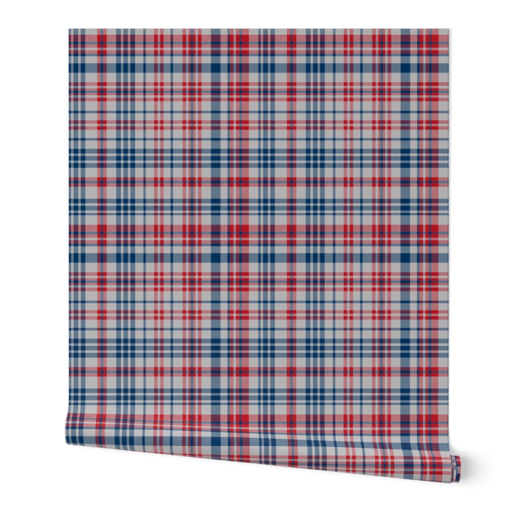 plaid navy and red america usa gingham plaid fabric grey