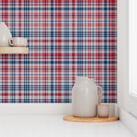 plaid navy and red america usa gingham plaid fabric grey