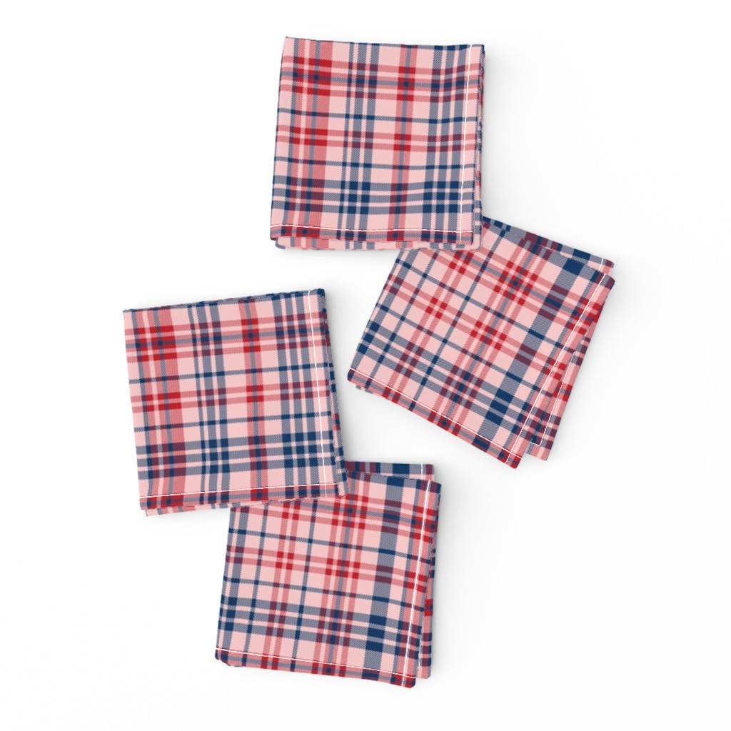 plaid navy and red america usa gingham plaid fabric pink